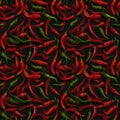 Realistic red and green chilli peppers with seeds. AI generative illustration