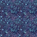 Ripe blueberry and bilberry-bush growing in forest. AI generative illustration