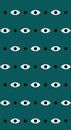 Seamless Abstract Pattern of Stylized Eyes and Dots on Teal Background Royalty Free Stock Photo