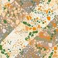 Seamless abstract pattern in terrazzo style. Unique patchwork background.
