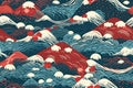 Japanese-style Waves Pattern, Abstract and Seamless, Generative AI Royalty Free Stock Photo