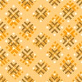 Seamless abstract pattern in yellow and brown colors, geometric elements from rhombuses and chevrons Royalty Free Stock Photo