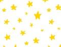 Seamless abstract pattern of yellow stars from the side. Drawn stars on a white background. Cosmos Technology for paper, packaging Royalty Free Stock Photo