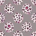 Seamless abstract polka dot pattern with leopard print