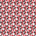Seamless abstract repeating red and black flower pattern