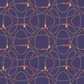 Seamless abstract retro geometric pattern. Zipper ovals, circles and sliders in yellow, lilac, purple and orange