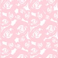 Seamless abstract rose floral pattern in pink pastel colors on white design element Royalty Free Stock Photo