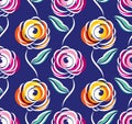 Seamless abstract rose flower pattern