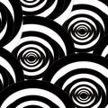 Seamless abstract spiral black and white pattern