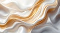 Smooth Ivory and Soft Gold Gradient Wavy Fabric Texture with Subtle Light Reflection abstract Royalty Free Stock Photo