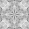 Seamless Abstract Tribal Black-White Pattern In Mono Line Style.