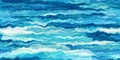 Seamless abstract turquoise blue rolling ocean waves seascape painting background texture