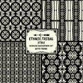 Seamless abstract vector ethnic pattern collection in monochrome