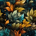 Seamless Abstract Vintage Acrylic Leaves and Roots AI Generated