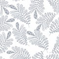 Seamless abstraction background delicate leaves on a white background