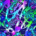 Seamless abstracturban pattern with colorful background and gradient lettering urban