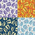 Seamless acacia floral colorful pattern. Set of colorful variations. Royalty Free Stock Photo