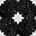 Seamless Aesthetic Pattern with Mystical Cosmic Flowers