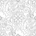 Seamless Aesthetic Pattern with Mystical Cosmic Flowers Royalty Free Stock Photo