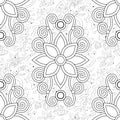 Seamless Aesthetic Pattern with Ornate Mystical Flower on White