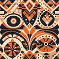 Seamless African pattern. Ethnic ornament on the carpet. Aztec style. Tribal motif. for web design or print. generative AI Royalty Free Stock Photo