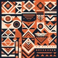 Seamless African pattern. Ethnic ornament on the carpet. Aztec style. Tribal motif.  for web design or print. Generative AI Royalty Free Stock Photo