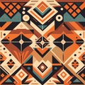 Seamless African pattern. Ethnic ornament on the carpet. Aztec style. Tribal motif.  for web design or print. Generative AI Royalty Free Stock Photo