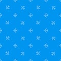 Seamless airplane pattern. Flying plane on blue background. Royalty Free Stock Photo