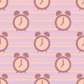 Seamless pink alarm clock pattern