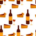 Seamless alcoholic pattern with a piece of cake Royalty Free Stock Photo