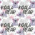 Seamless animal cute vector pattern with Australian Koala Bears, leaves and graphic elements Royalty Free Stock Photo