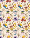 Seamless animal music pattern Royalty Free Stock Photo