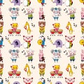 Seamless animal music pattern Royalty Free Stock Photo