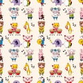 Seamless animal music pattern