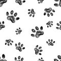 Seamless animal pattern of cat footprint.printing on fabric Royalty Free Stock Photo