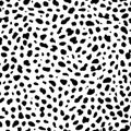 Seamless animal pattern. Imitation of skin of dalmatian dog. Black spots on white background Royalty Free Stock Photo