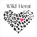 Seamless animal pattern for textile design Vector illustration in heart form with heart. Wild heart Royalty Free Stock Photo