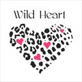 Seamless animal pattern for textile design Vector illustration in heart form with heart. Wild heart. Royalty Free Stock Photo