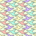 Seamless animal pattern vector background colorful abstract vintage retro art flying birds with pastel colors pink yellow blue pur Royalty Free Stock Photo
