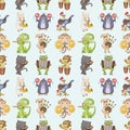 Seamless animal play music pattern