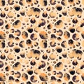 Seamless animal watercolor print. Beautiful spotted skin pattern on white background. Wild mix of leopard spots and Royalty Free Stock Photo