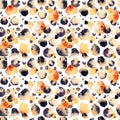 Seamless animal watercolor print. Beautiful spotted skin pattern on white background. Wild mix of leopard spots and Royalty Free Stock Photo