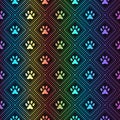 Seamless animal spectrum pattern of paw footprint