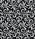 Seamless antique black and white floral pattern