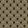 Seamless antique palette simple art deco wave scales pattern vector Royalty Free Stock Photo