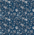 Seamless antique silver floral background