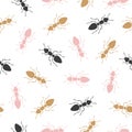 Seamless ants pattern. Vector background