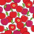 Seamless apple background - vector pattern