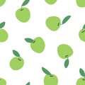 Seamless apple pattern. Fresh green fruits, endless background, texture design for fabric, wallpaper and wrapping