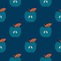 Seamless scandinavian trend pattern with blue apple